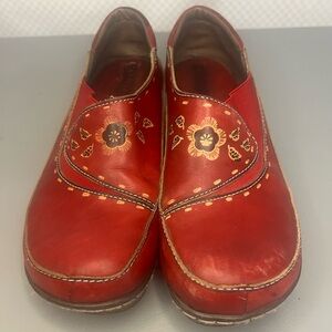 Red Floral Women's Wedges